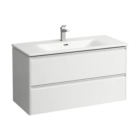 Laufen Palace Комплект мебели, с раковиной Slim, 2 ящика, органайзер для ящика, ручка анодированный алюминий, цвет: белый матовый