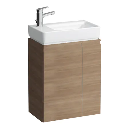 Laufen Pro База с раковиной, петли слева, полки справа, 1 дверка, подвесная, цвет: светлый дуб
