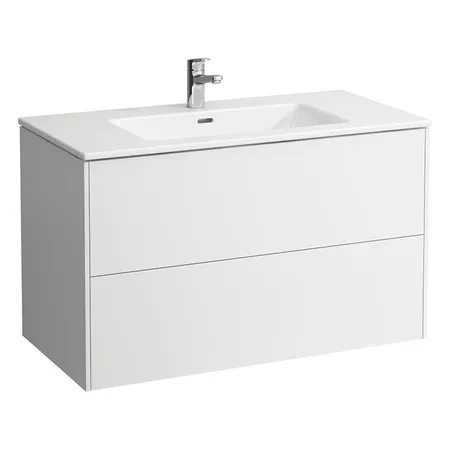 Laufen Pro S Тумба с раковиной, с 1 отв, с 2 ящиками, с механизмом push-and-pull, подвесная, цвет: белый глянцевый