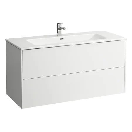 Laufen Pro Тумба с раковиной, с 1 отв, с 2 ящиками, с механизмом push-and-pull, подвесная, цвет: белый глянцевый