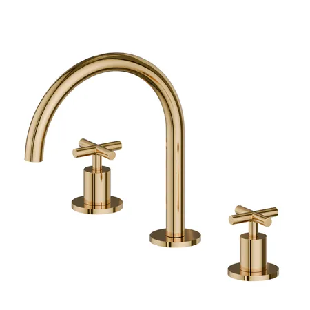 Newform Blink Смеситель для раковины, 3 отв, цвет: PVD glossy gold
