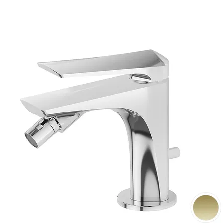 Newform Delta Zero Смеситель для биде, 1 отв, с донным клапаном, цвет: PVD glossy gold