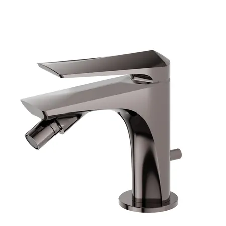 Newform Delta Zero Смеситель для биде, 1 отв, с донным клапаном, цвет: PVD gun metal