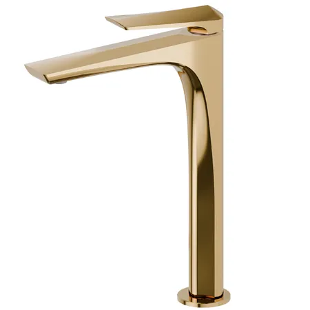 Newform Delta Zero Смеситель для раковины, 1 отв, высокий, цвет: PVD glossy gold