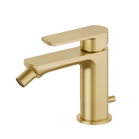 Newform Haka Смеситель для биде, 1 отв, с донным клапаном, цвет: PVD brushed gold
