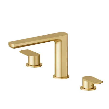 Newform Haka Смеситель для раковины, 3 отв, без донного клапана, цвет: PVD brushed gold