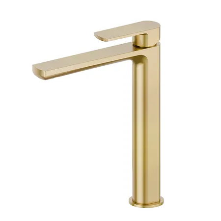 Newform Haka Смеситель для раковины, высокий, 1 отв, без донного клапана, цвет: PVD brushed gold
