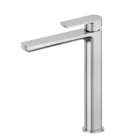 Newform Haka Смеситель для раковины, высокий, 1 отв, без донного клапана, цвет: PVD brushed stainless steel
