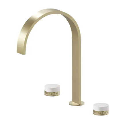 Newform Ionika Allure Смеситель для раковины, 3 отв, высокий, цвет: PVD brushed pale gold
