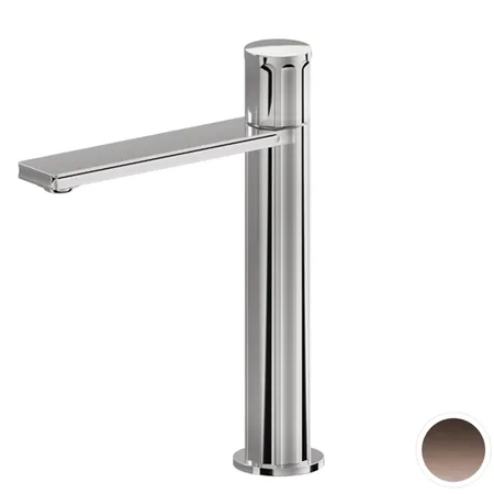 Newform Ionika Смеситель для раковины, на 1 отв, высокий, излив:, цвет: PVD Br. Copper Bronze