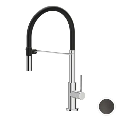 Newform Maki Смеситель для кухни, 1 отв, цвет: Brushed gun metal/Matt black