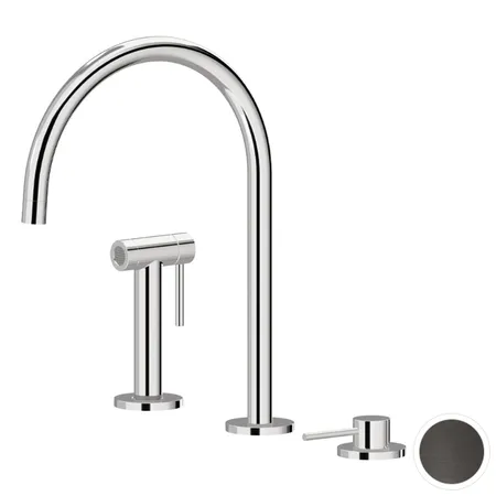Newform N21 Смеситель для кухни, 3 отв, с ручным душем, цвет: PVD Brushed gun metal