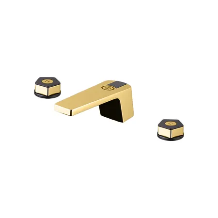Newform ParkLE Смеситель для ванны, 3 отв, с донным клапаном, цвет: PVD glossy gold/черный матовый