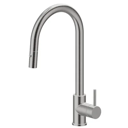 Newform Reasl Steal Смеситель для кухни, 1 отв, с выдвижным изливом, цвет: нержавеющая сталь