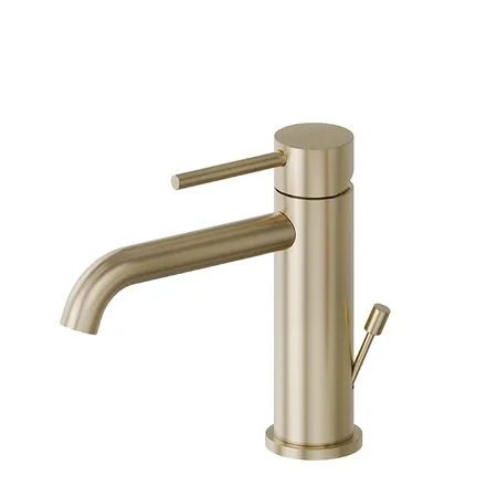 Newform X-STEEL 316 Смеситель для раковины на 1 отв, с донным клапаном, излив, цвет: PVD Brushed pale gold