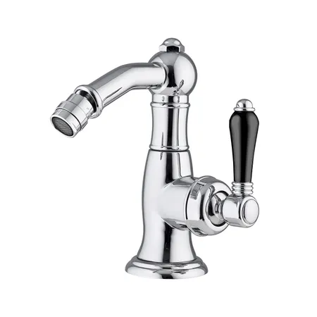 Nicolazzi Ceramica Nera Смеситель для биде, на 1 отв, с донным клапаном, излив:, ручки черная керамика, цвет: хром