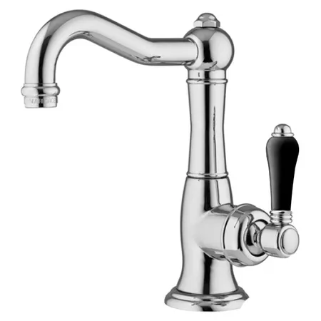 Nicolazzi Ceramica Nera Смеситель для раковины однорычажный, с донным клапаном, ручки черная керамика, цвет: хром