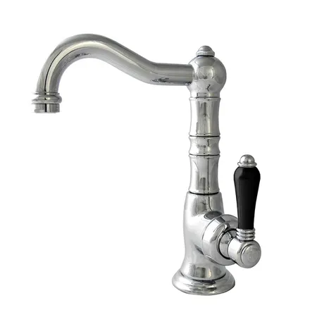 Nicolazzi Ceramica Nera Смеситель для раковины однорычажный, с донным клапаном, ручки черная керамика, цвет: хром