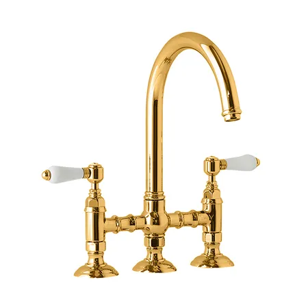 Nicolazzi El Capitan Смеситель для кухни, на 4 отв, с вытяжным ручным душем, цвет: Gold