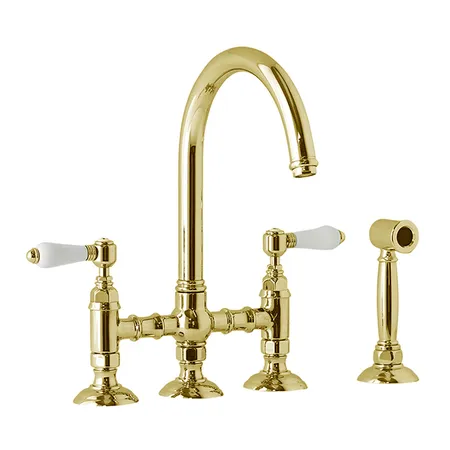 Nicolazzi El Capitan Смеситель для кухни, на 4 отв, с вытяжным ручным душем, цвет: Gold