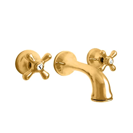 Nicolazzi Nuova Brenta Смеситель для раковины с 2мя ручками, настенный, излив:, цвет: Gold Brass