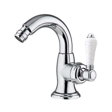 Nicolazzi P.m. Blanc A Смеситель для биде, на 1 отв, с донным клапаном, излив:, ручки состаренная керамика, цвет: хром