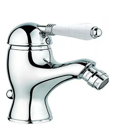 Nicolazzi P.m. Blanc A Смеситель для биде, на 1 отв, с донным клапаном, излив:, ручки состаренная керамика, цвет: хром