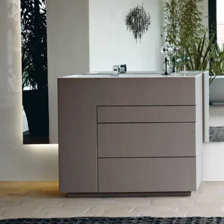 NOORTH milldue edition TOUCH Комплект мебели, напольный, 3 ящика, слив в пол, раковина Milltek, смеситель H2O, цвет: Argilla матовый