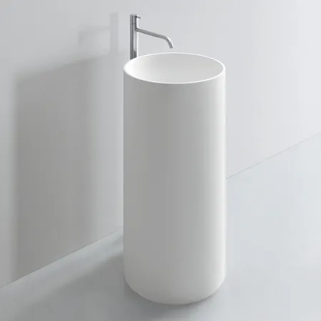 NOORTH milldue edition TUBE Раковина напольная из Ceramilux, слив в стену, без отв, без перелива, цвет: белый матовый
