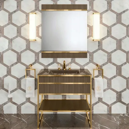Oasis Academy Композиция №21 Комплект мебели напольный, цвет: metallic Gianduia/ribbed decoration/золото