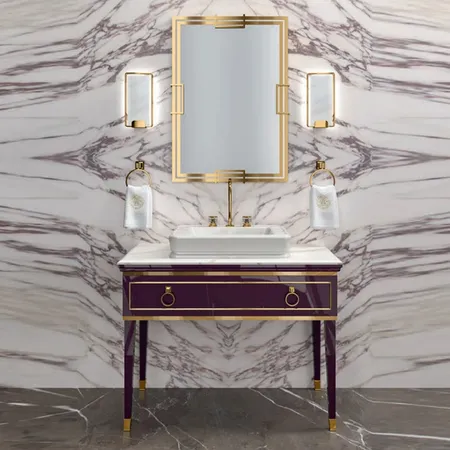 Oasis Lutetia Композиция №29 Комплект мебели напольный, цвет: Prugna glossy/золото