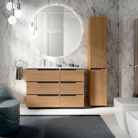 Oasis Profilo Композиция №18 Комплект мебели, напольный, цвет: Sand Oak/белый матовый/хром