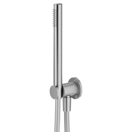 Plumberia Selection IXO Душевой гарнитур, ручной душ с держателем, запорным клапаном, шланг PVC, цвет: брашированый хром
