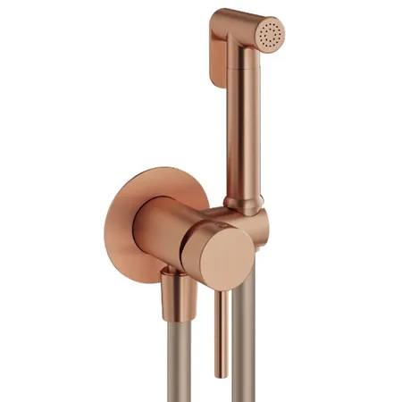 Plumberia Selection IXO Гигиенический душ, со смесителем, держатель, шланг PVC, цвет: медь брашированная