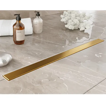 Plumberia Selection Трап душевой PS MODULAR 2устор. накладка из нерж.стали, комбинир.затвор с горизонт. Выпуском Ду,40л/мин, цвет: золото брашированная