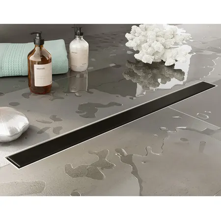 Plumberia Selection Трап душевой PS MODULAR 2устор. накладка из нерж.стали, комбинир.затвор с горизонт. Выпуском Ду,40л/мин, цвет: черный матовый