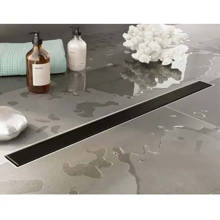 Plumberia Selection Трап душевой PS MODULAR 2устор. накладка из нерж.стали, комбинир.затвор с горизонт. Выпуском Ду,40л/мин, цвет: черный матовый