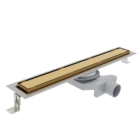 Plumberia Selection Трап душевой PS IN-TILE 2устор. накладка из нерж.стали, комбинир.затвор с горизонт. Выпуском Ду,40л/мин, цвет: золото 24К