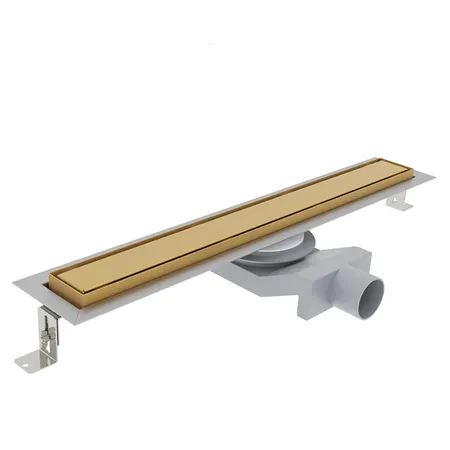 Plumberia Selection Трап душевой PS IN-TILE 2устор. накладка из нерж.стали, комбинир.затвор с горизонт. Выпуском Ду,40л/мин, цвет: золото брашированная