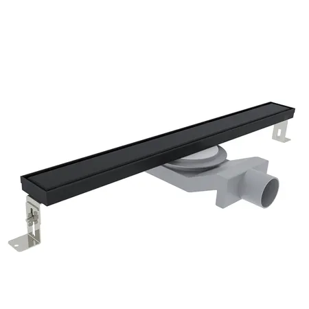 Plumberia Selection Трап душевой PS LINEAR 2устор. накладка из нерж.стали, комбинир.затвор с горизонт. Выпуском Ду,40л/мин, цвет: черный матовый