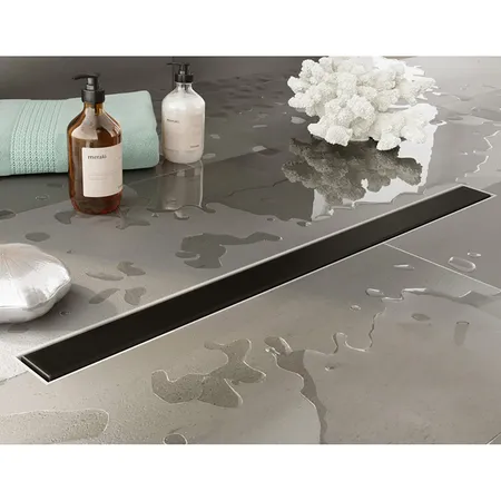 Plumberia Selection Трап душевой PS MODULAR 2устор. накладка из нерж.стали, комбинир.затвор с горизонт. Выпуском Ду,40л/мин, цвет: черный матовый