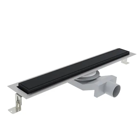 Plumberia Selection Трап душевой PS IN-TILE 2устор. накладка из нерж.стали, комбинир.затвор с горизонт. Выпуском Ду,40л/мин, цвет: черный матовый