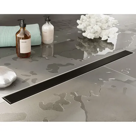 Plumberia Selection Трап душевой PS MODULAR 2устор. накладка из нерж.стали, комбинир.затвор с горизонт. Выпуском Ду,40л/мин, цвет: черный матовый