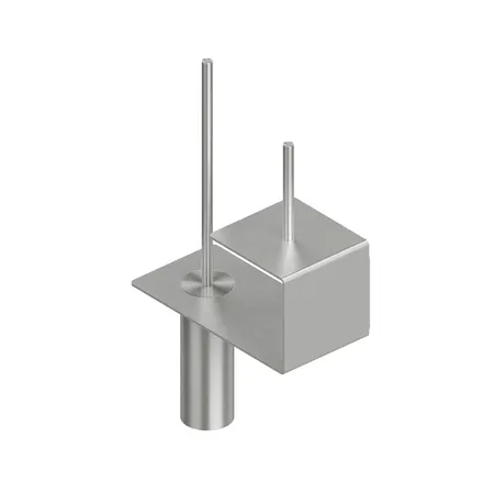 QuadroDesign Полочка с ершиком для туалета и держателем т/б, цвет: Brushed Stainless Steel