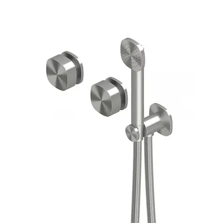 QuadroDesign Source Смеситель для душа, настенный, с ручным душем, цвет: Brushed Stainless Steel