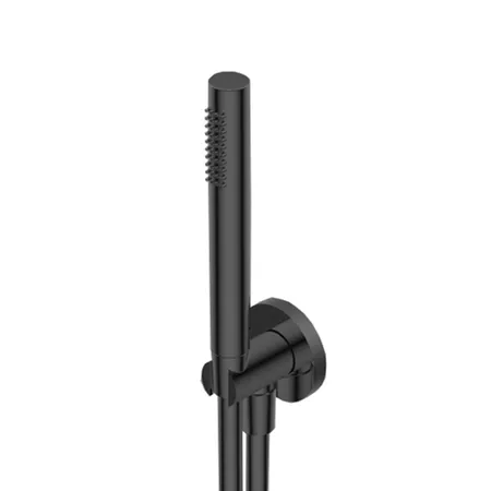 Ritmonio Shower kits Душевой гарнитур, с угловым соединением, из латуни, со шлангом, и держателем, цвет: Brushed Black Chrome