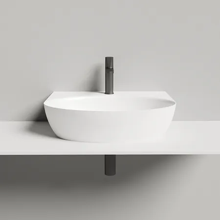 Salini Alda Wall 02 Раковина, с 1 отв, сифон, слив-пер, мат-л: S-Sense, цвет: белый глянцевый