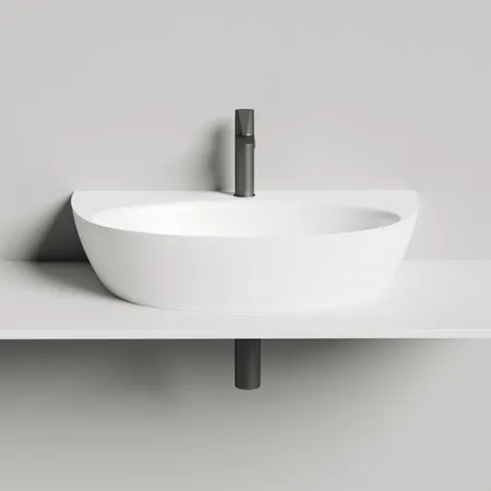Salini Alda Wall 03 Раковина, с 1 отв, сифон, слив-пер, мат-л: S-Stone, цвет: белый матовый