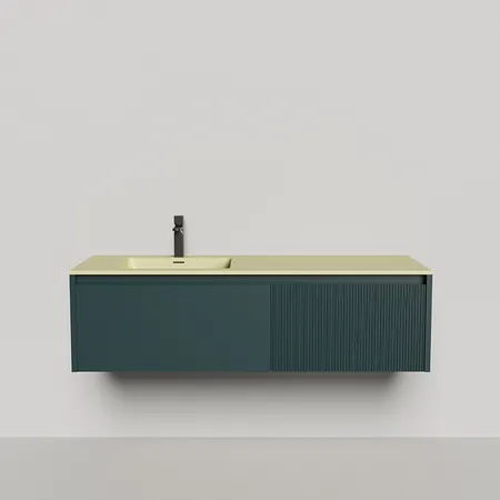 Salini Domino Тумба с раковиной, из S-Stone в сборе, крепеж; сифон; фасад: эмаль Ral6004, столешница: Ral1000