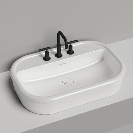 Salini Opera Раковина, накладная, 3 отв, S-Sense, цвет: белый глянцевый